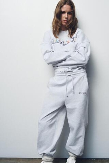 ZARA ТОЛСТОВКА В СТИЛЕ ПРЕППИ, СЕРЫЙ МЕЛАНЖ