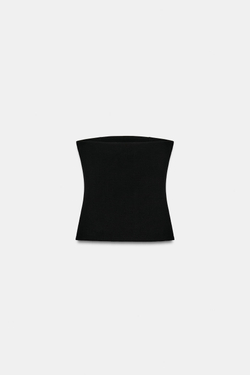 ZARA ТОП БАНДО С ЭЛАСТИЧНОЙ ТКАНЬЮ И ЗАКЛЕПКАМИ, ЧЕРНЫЙ