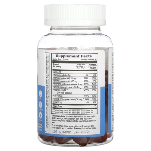 Lifeable, комплекс витаминов группы B + витамин C, без сахара, натуральная клубника, 60 жевательных таблеток