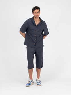 Костюм льняной с шортами. Графит