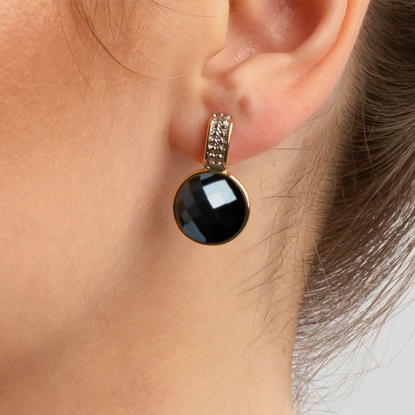 Серьги Possebon Pearl Black Agate A3091.4 BW/G
