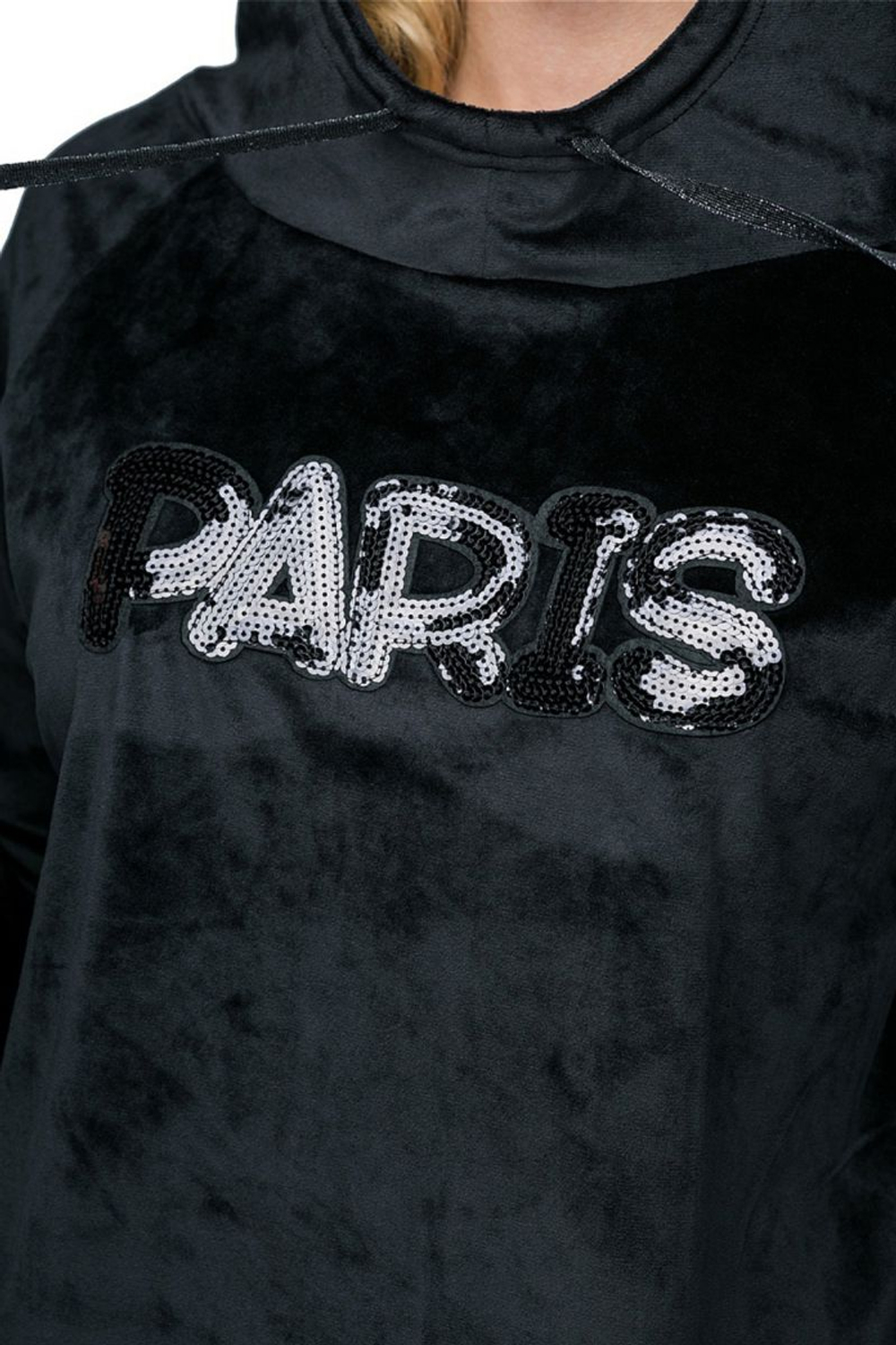 Спортивный костюм с аппликацией из пайеток (Размер: S) (Цвет: черный)