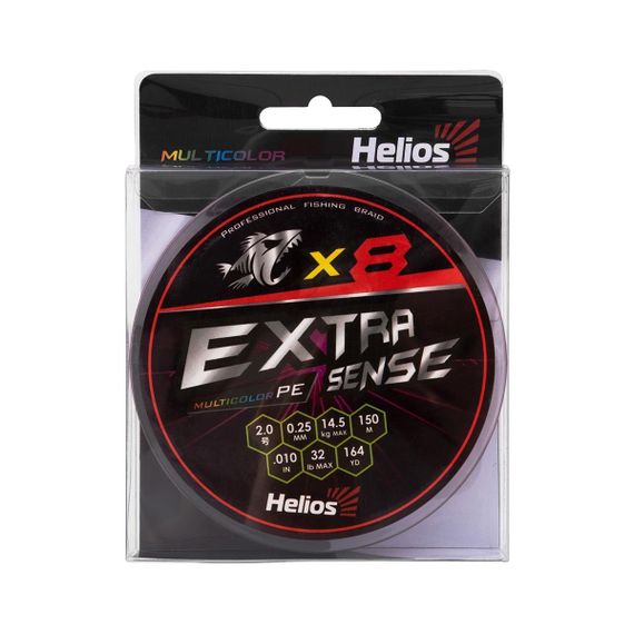 Шнур Helios Extrasense X8 PE Multicolor 150m  2/32LB 0.25mm (HS-ES-X8-2/32LB)