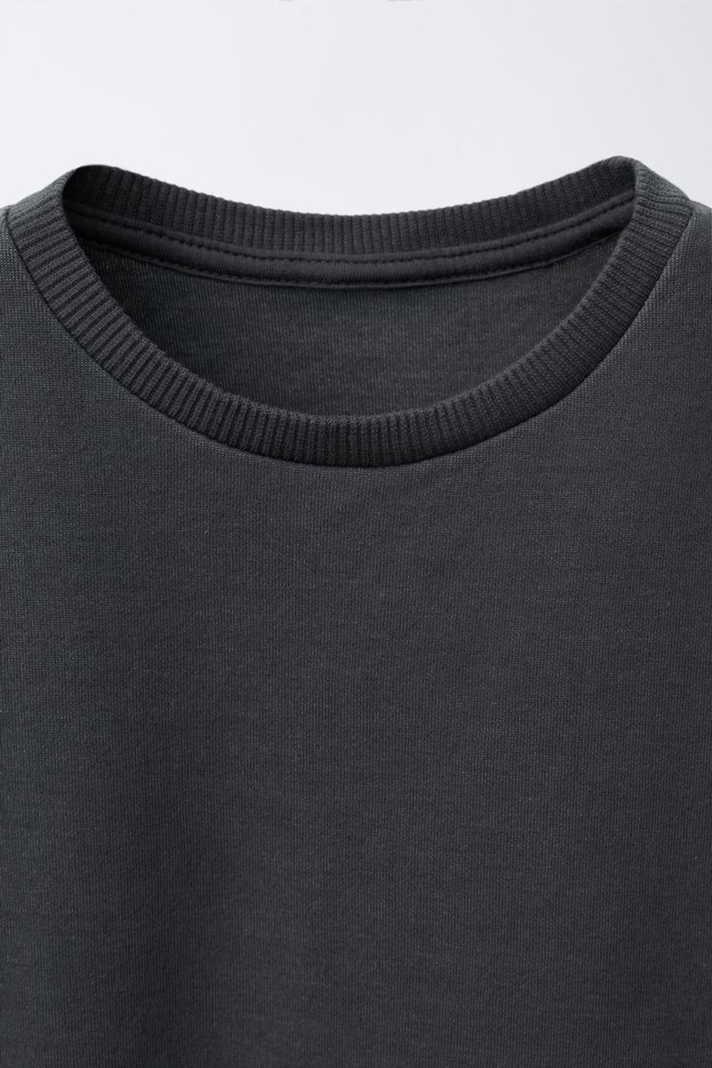 ZARA ОДНОТОННАЯ ФУТБОЛКА ИЗ ТКАНИ ИНТЕРЛОК, АНТРАЦИТОВО-СЕРЫЙ