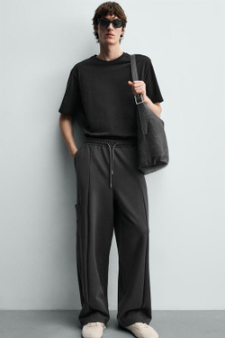 ZARA ДЖОГГЕРЫ КАРГО ИЗ ТКАНИ ИНТЕРЛОК, МЯГКИЙ СЕРЫЙ