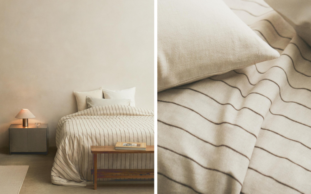 Пододеяльник Zara Home, лён 55%, хлопок 45%, в полоску, 6196/088
