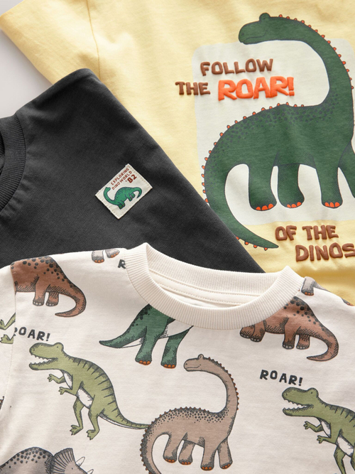 Футболка для мальчика Next E63-185, 3 шт., Темно-серый, Молочный, Светло-желтый