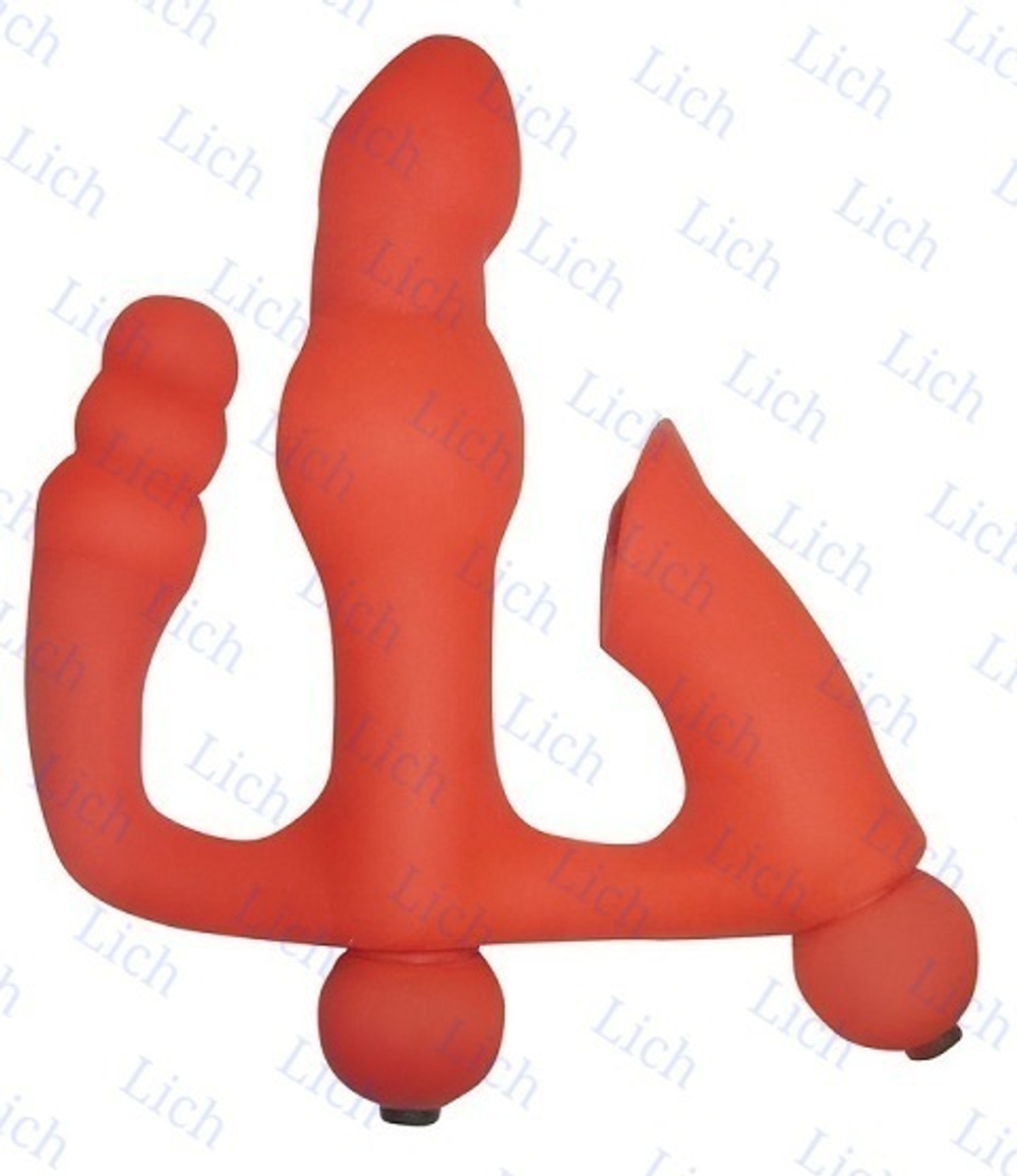 Тройной красный вибратор с 5 режимами вибрации