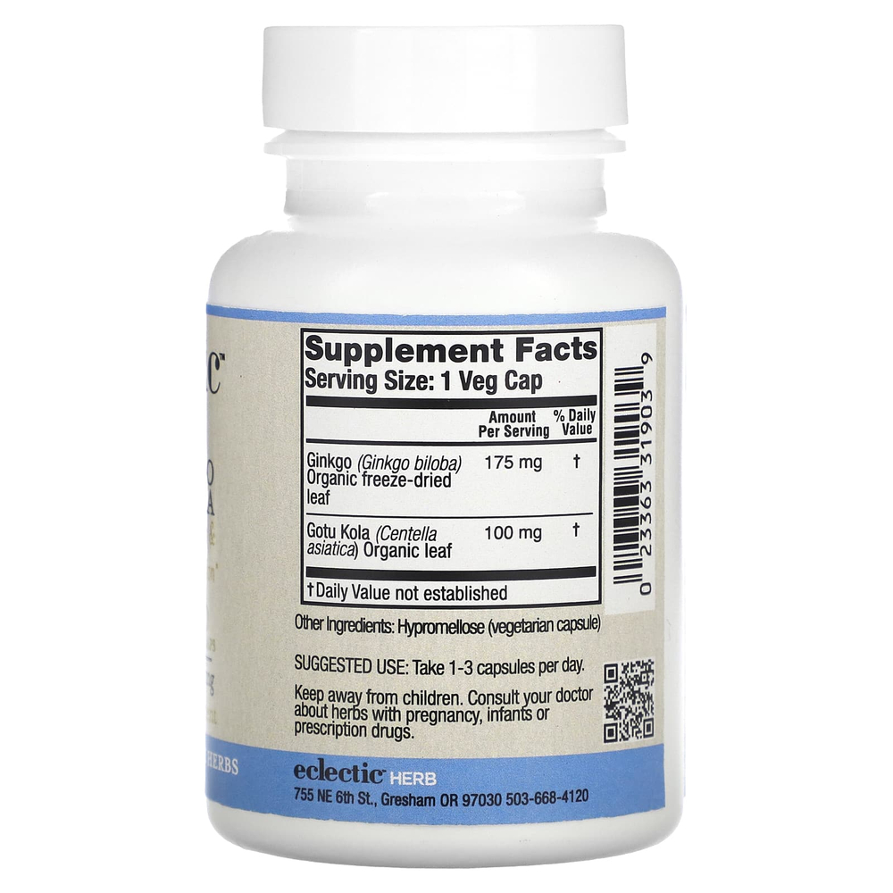 Eclectic Herb, гинкго и готу кола, 275 мг, 90 веганских капсул