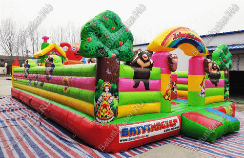 Коммерческий надувной батут "Маша и Миша" 10*6*3 м