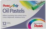 Пастель масляная художественная PENTEL "Oil Pastels", 12 цветов, круглое сечение, картонная упаковка, PHN4-12