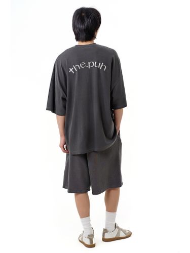 Графитовые трикотажные шорты с лого