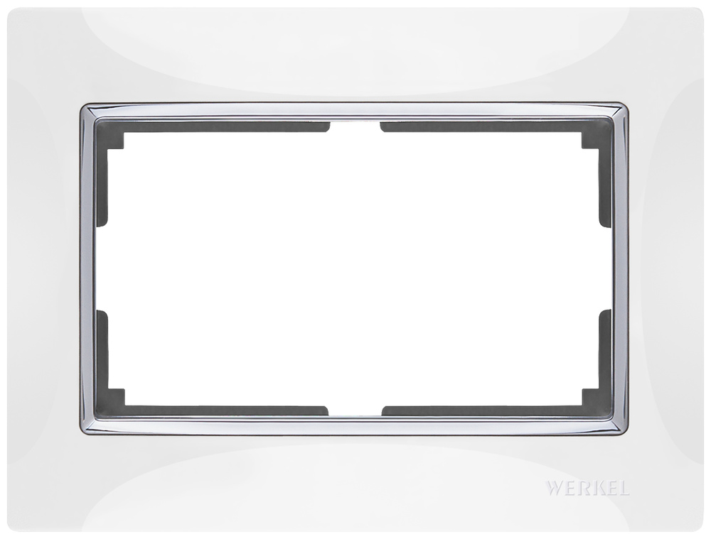 Рамка для двойной розетки белый WL03-Frame-01-DBL-white Snabb, Хром (Werkel, 4690389073137)