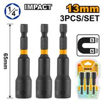 Бита 1/4 " с торцевой головкой магнитная 13х65 мм. 3 шт. INGCO AMN1331 INDUSTRIAL