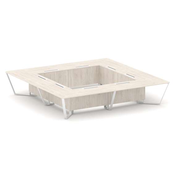 Steel Meet Стол переговорный квадратный KD-PR.B.SP-20K2 Денвер Светлый/Металл Белый 4000*4000*750