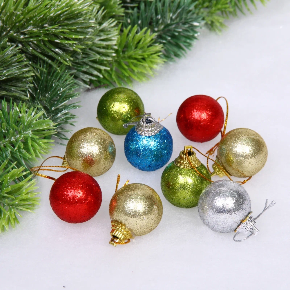Новогодние шары 3 см (набор 9 шт) «Блестящее напыление», микс цветов