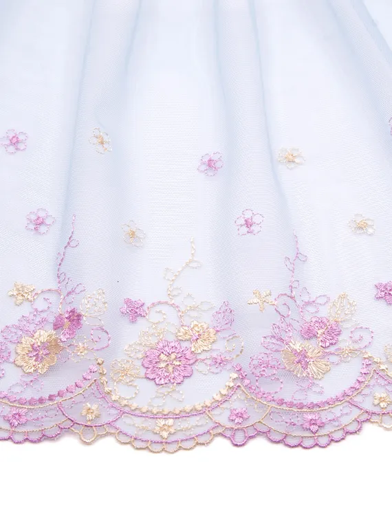 05-84 ОПТ Вышивка на неэл. сетке 20 см, голубой/лиловый/желтый