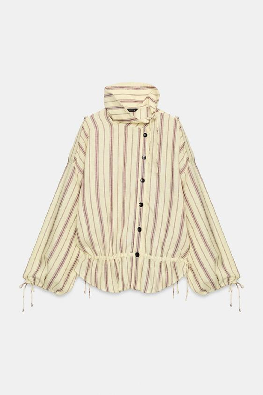 ZARA ЛЬНЯНАЯ КУРТКА В ПОЛОСКУ, ЖЕЛТЫЙ