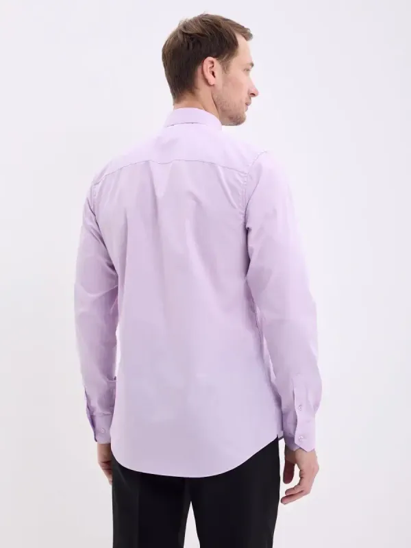 Рубашка на высокий рост LONG SLIM FIT с длинным рукавом, сиреневая
