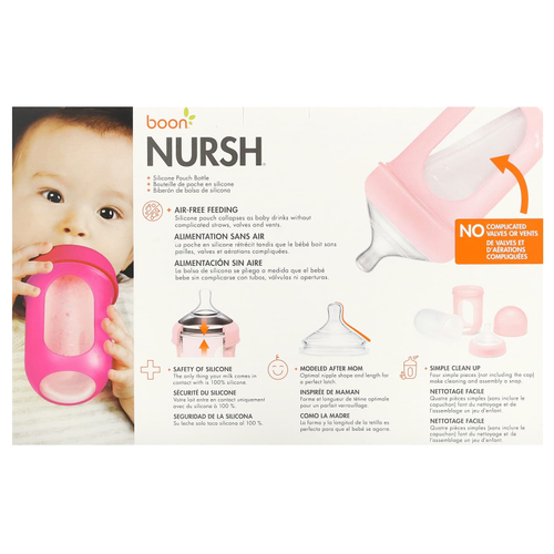Boon, Nursh, силиконовый флакон, для 3 месяцев, средний, 3 флакона по 236 мл (8 унций)