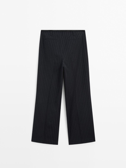 Massimo Dutti Брюки из смесовой шерсти в тонкую полоску, темно-синий