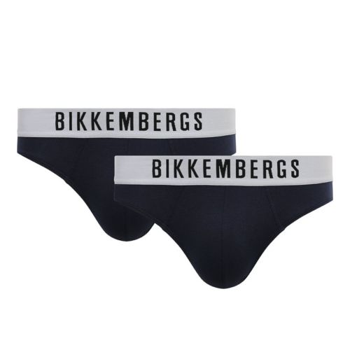 Мужские трусы брифы синие набор 2 в 1 Bikkembergs ELEGANCE BKK1USP10BI/2