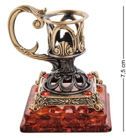 Народные промыслы AM-2946 Подсвечник «Ночник Винтаж» (латунь, янтарь)