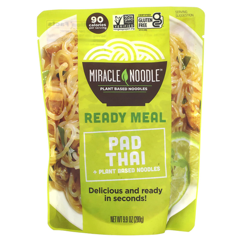 Miracle Noodle, Ready Meal, Пад Тай + лапша на растительной основе, 280 г (9,9 унции)
