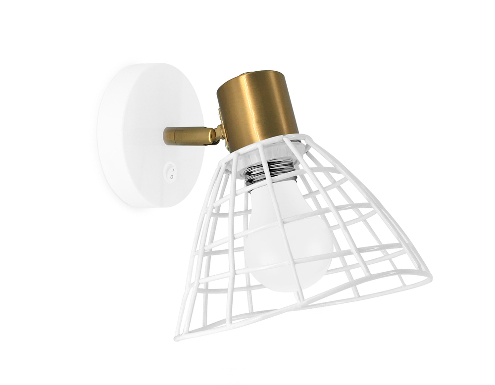 Накладной спот с выключателем в стиле лофт TR8600 WH/GD белый/золото E27 max 40W 154*145*205