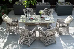 "Латте" обеденная группа плетеная, цвет бежевый