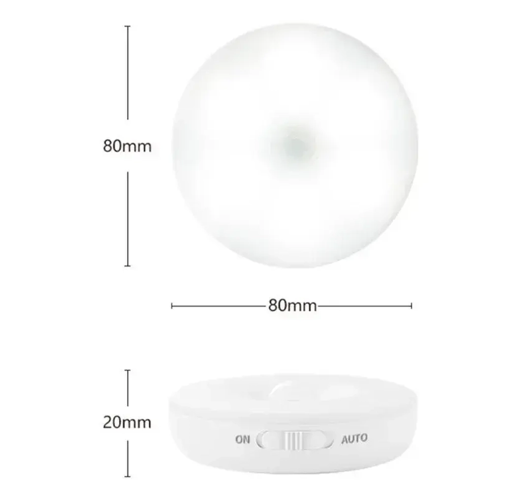 Светильник-ночник AOVV с датчиком движения ,круглый дизайн, на магнитном креплении, USB заряд, 2 режима Теплый-Холодный
