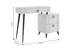 Туалетный столик "Ева" без зеркала (белое дерево/белый матовый)