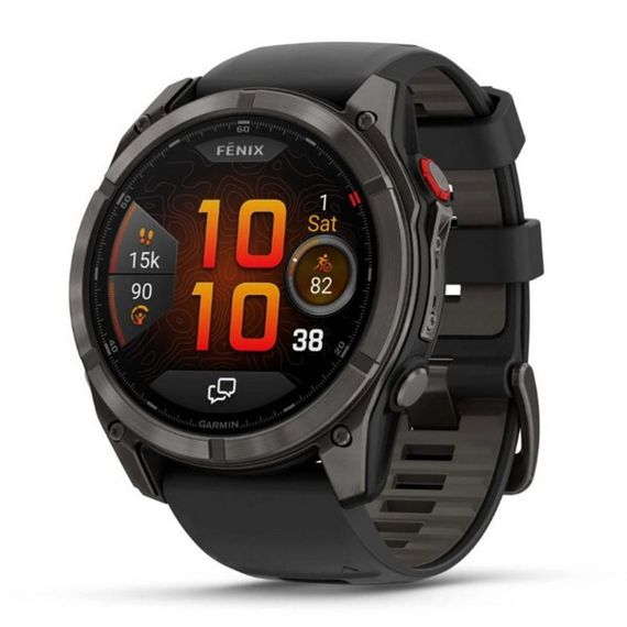 Garmin Fenix 8 Pro 51 мм Amoled Sapphire Carbon Gray DLC Titanium with Black/Pebble Gray Silicone Band (010-03199-00/010-03199-01)