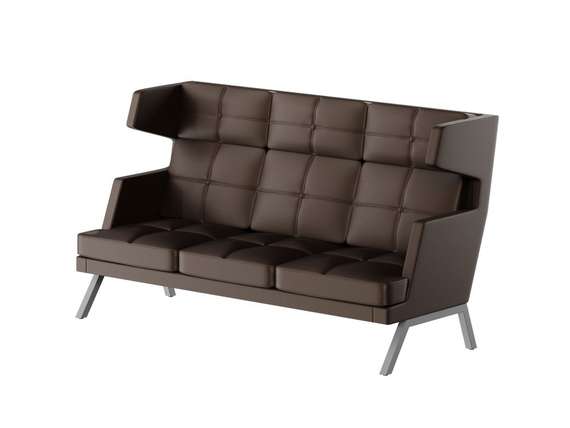 Алдо Диван трёхместный высокий с декором из пуговиц ALDB-03 Линкольн 221/Металл Серый 2010*960*1180