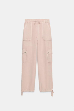 ZARA БРЮКИ КАРГО С ЭФФЕКТОМ ПОТЕРТОСТИ, ЦВЕТ РОЗОВОГО ДЕРЕВА