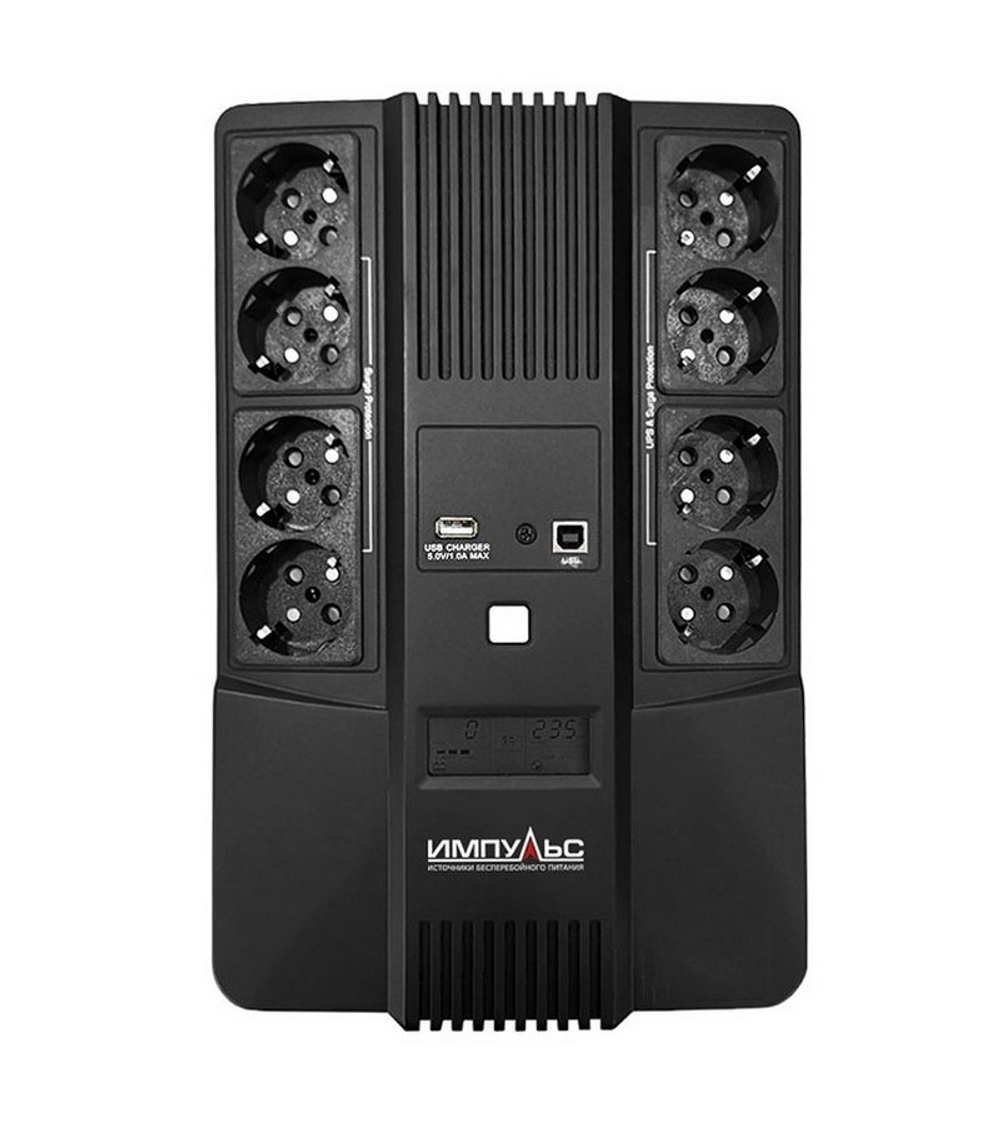 Импульс ИБП МАСТЕР 800 {800/480 ВА/Вт, LED, USB, RJ11/RJ45, CHRG USB, SCHUKOx8} {MT80107}