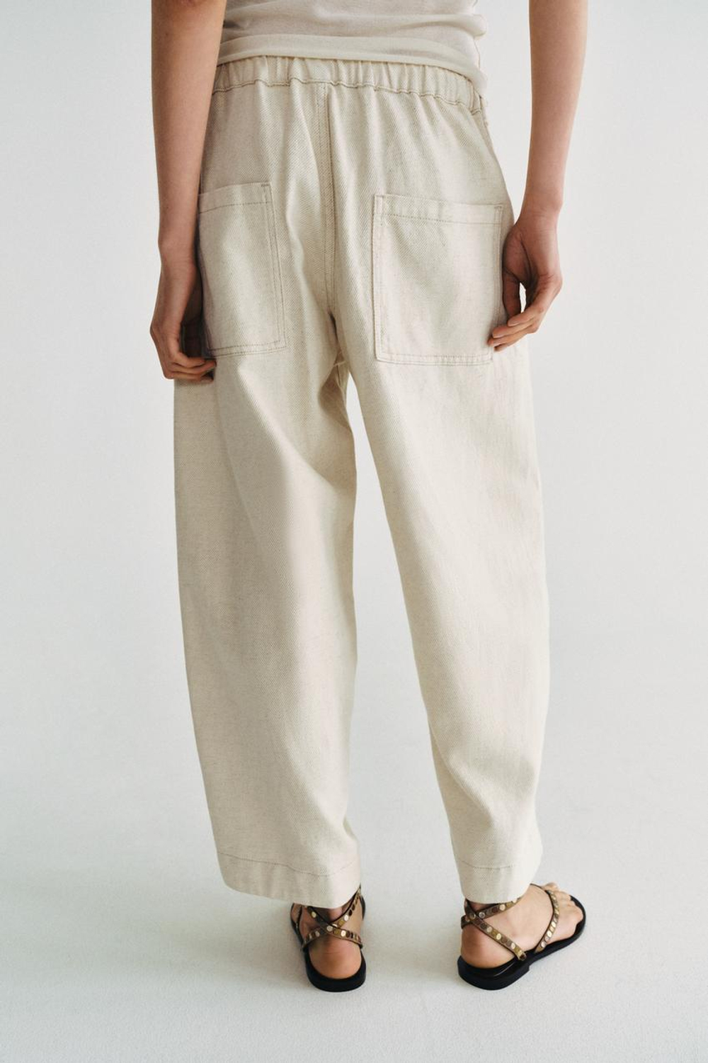 ZARA БРЮКИ BARREL — ZW COLLECTION, ЭКРЮ