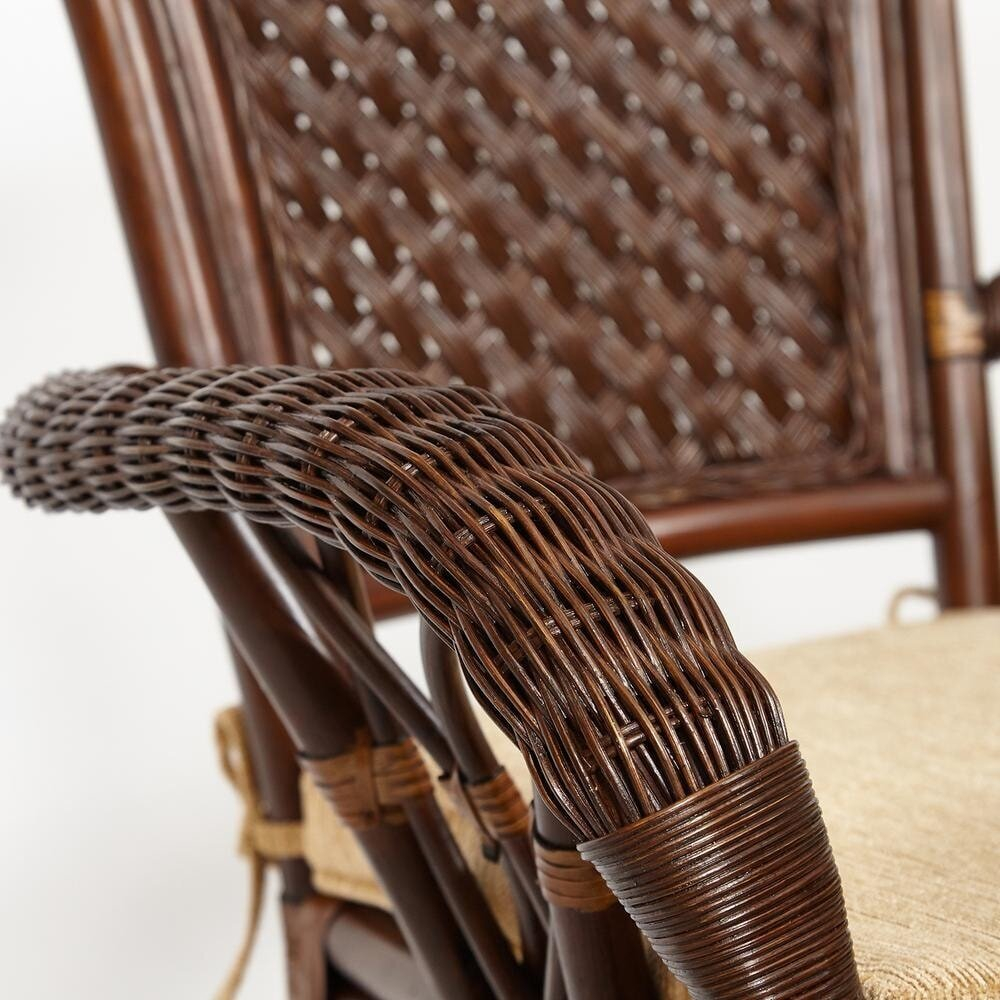 Обеденная группа GRAND 1 Pecan(стол со стеклом+6 кресел+ подушки), натуральный ротанг