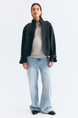 H&M Топ в рубчик для беременных, серо-бежевый