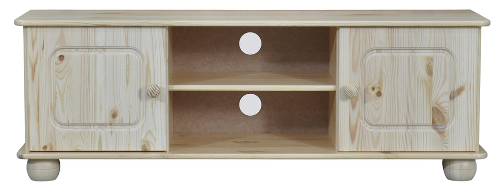 Тумба под телевизор из сосны Хаба 2 двери, 115х29х40, лакированная