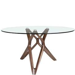 Стол Angel Cerda 1108 Ø120, орех, закаленное стекло