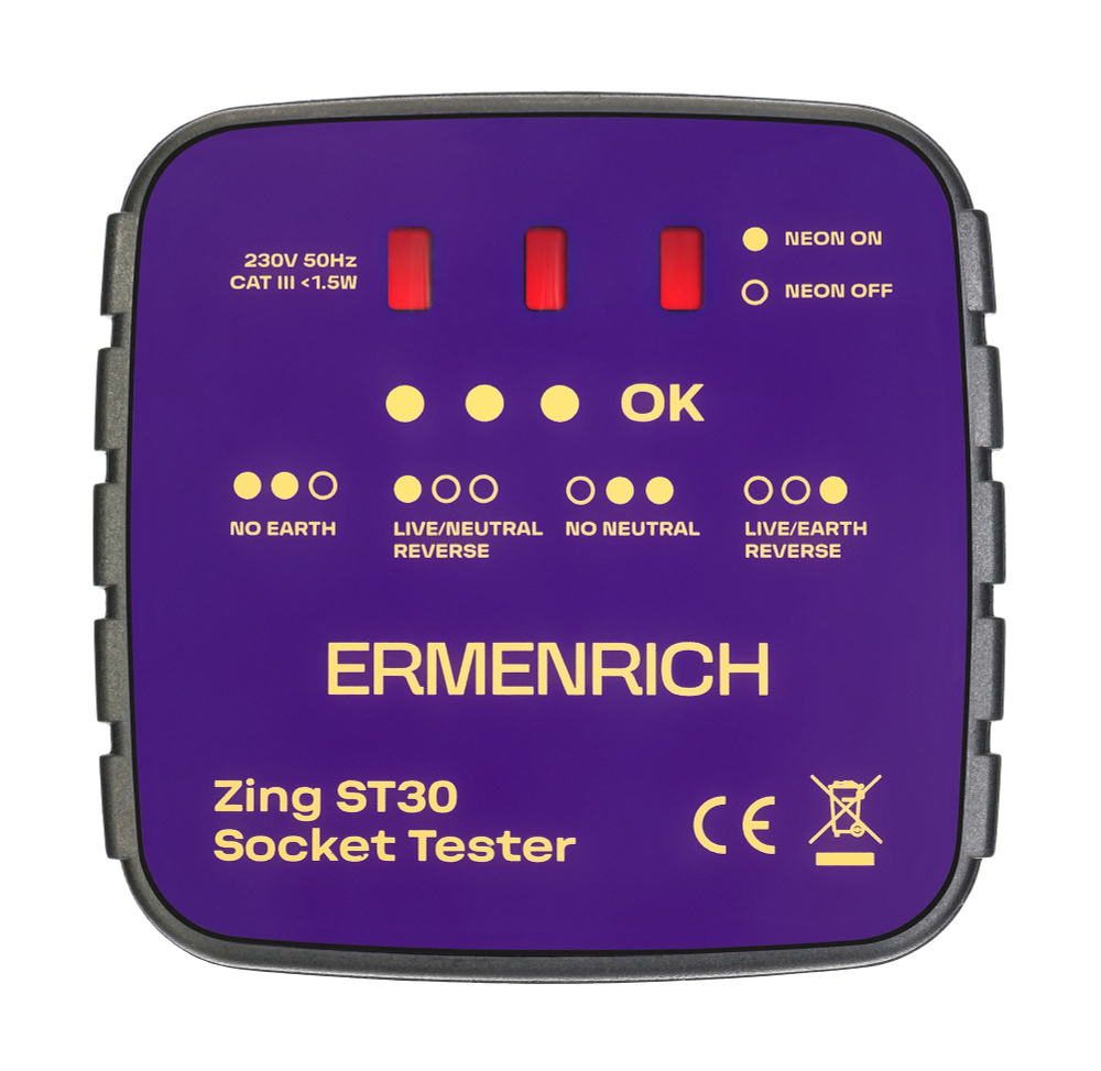 Тестер розеток Ermenrich Zing ST30, фиолетовый