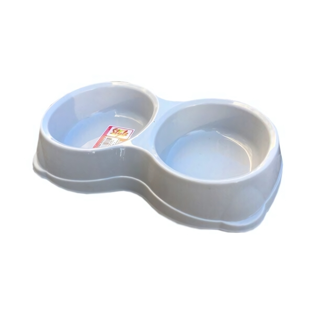 Миска для животных двойная 2х250мл св.серый