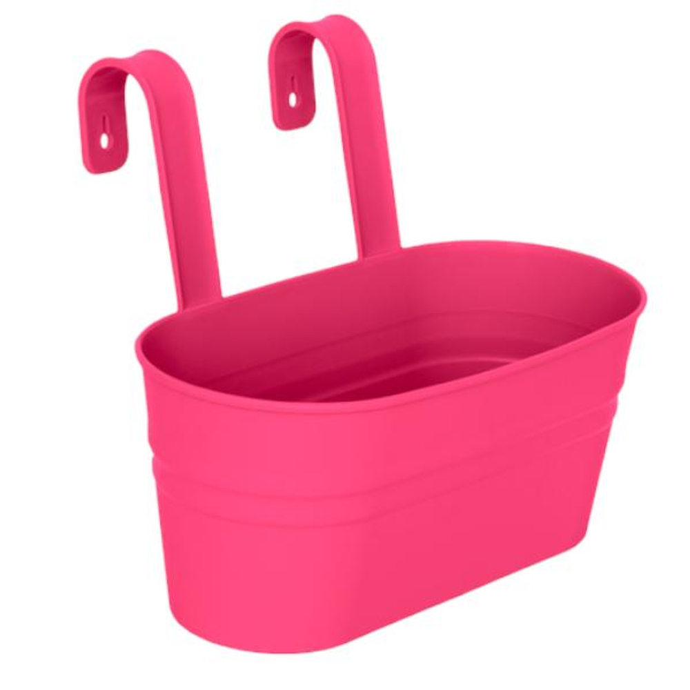 Кашпо "Ведро декоративное" большое овальное настенное с крючками для подвеса, цвет розовый