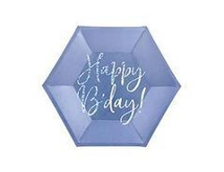 ПД Тарелки бумажные, Happy B'day! Синий, 20 см, 6шт, 1 уп.