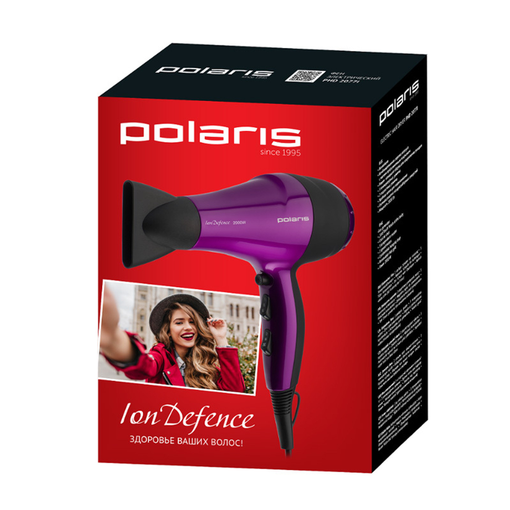 Фен Polaris PHD 2077i, фиолетовый/чёрный