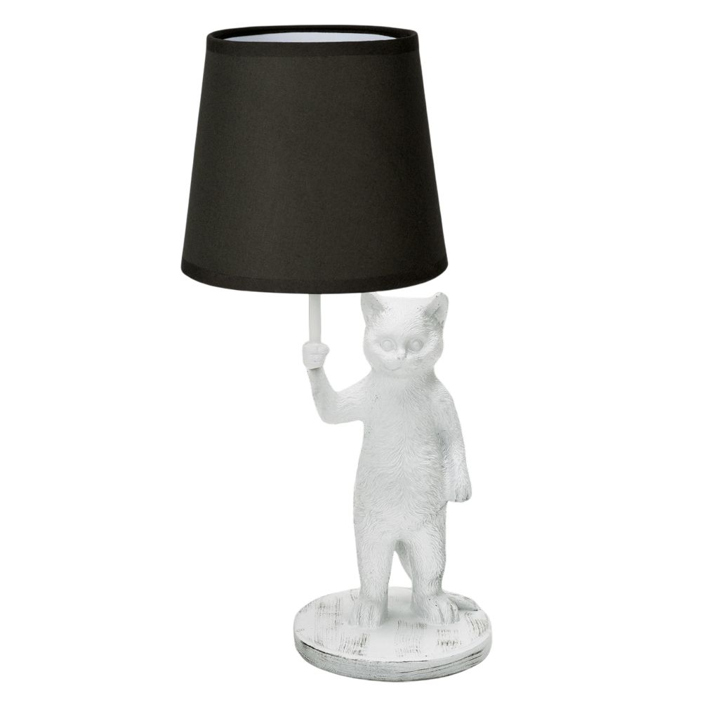 UML-B465 E14 WHITE-BLACK Светильник настольный декоративный Кот. под лампу Е14. 40W. Механический выключатель. Белый-черный. ТМ Uniel