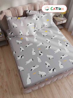 Простынь на резинке сатин Milky Garden "Локки" 160x200 см