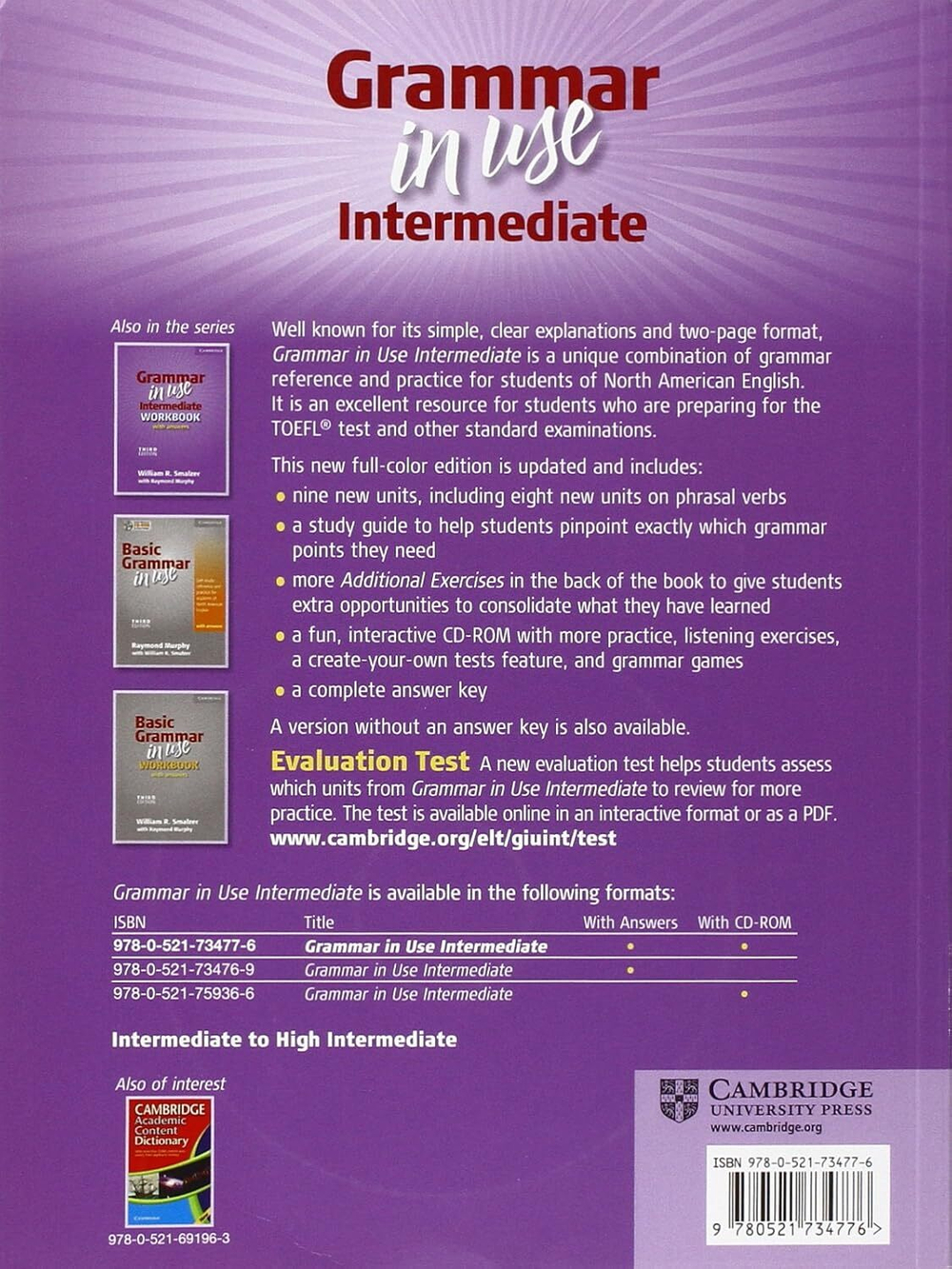 Grammar in Use Intermediate Student's Book with Answers and CD-ROM: Self-study Reference and Practice for Students of North American English 3rd Edition