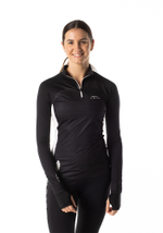 ЛОНГСЛИВ С МЕМБРАННОЙ ВСТАВКОЙ ЖЕНСКИЙ 1/2 ZIP LONG SLEEVE WIND BREAKER | BLACK